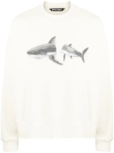 Palm Angels Shark-print crew-neck sweatshirt