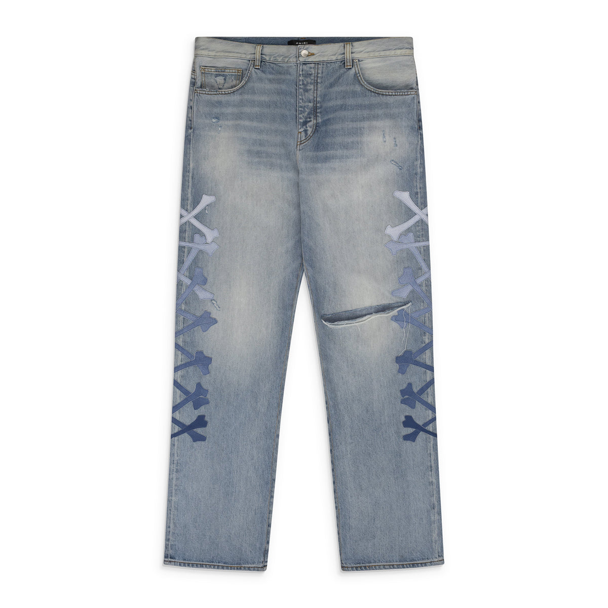 Stone Indigo/Blue Gradient Bones Straight Jeans