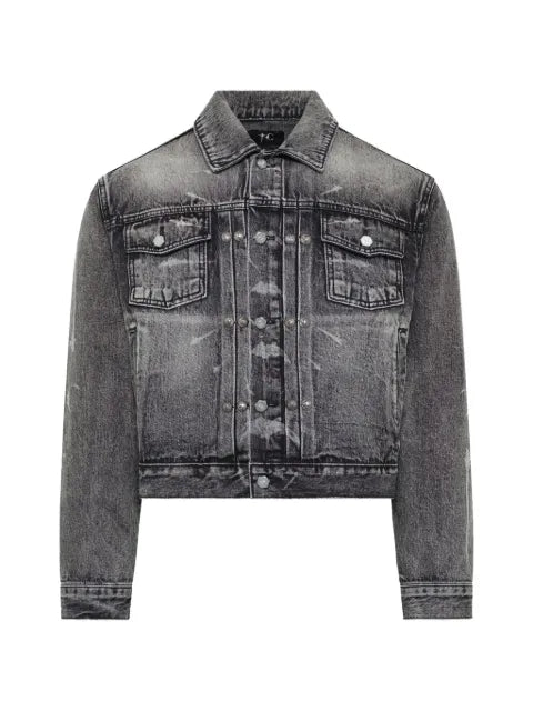 THUG CLUB TC Spine laser-etched denim jacket