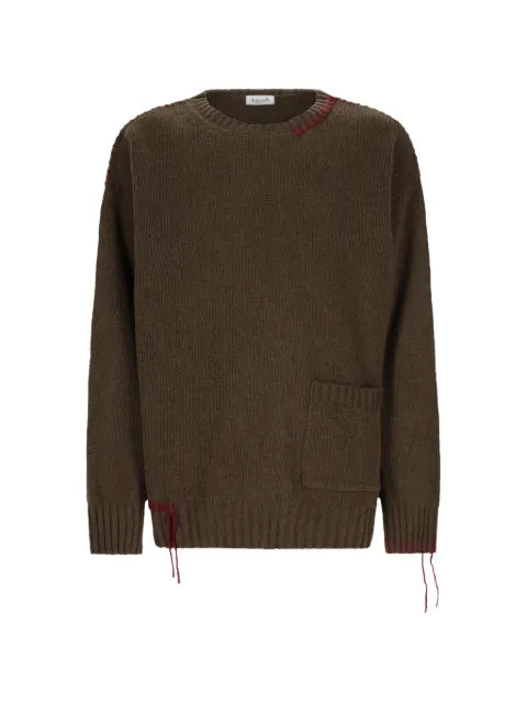 AMISH contrast-stitch patch-pocket sweater