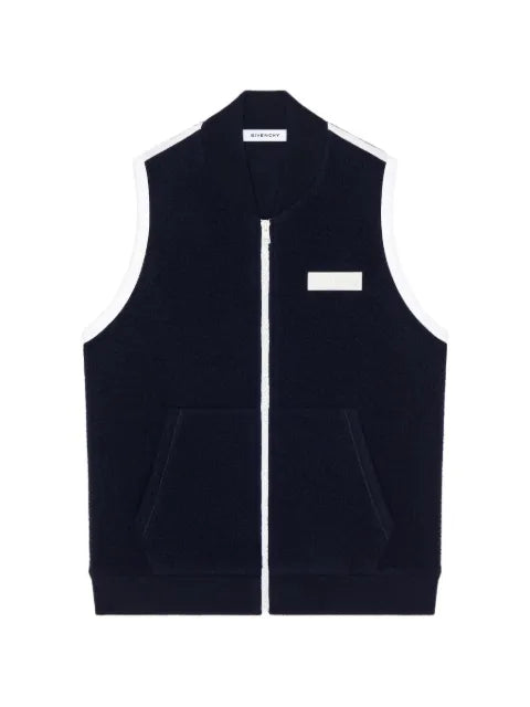 Givenchy sleeveless fleece jacket with gros grain detail