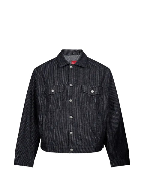 KidSuper pinstripe bird-patch denim jacket