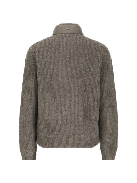 Herno quilted-panel ribbed-knit jacket