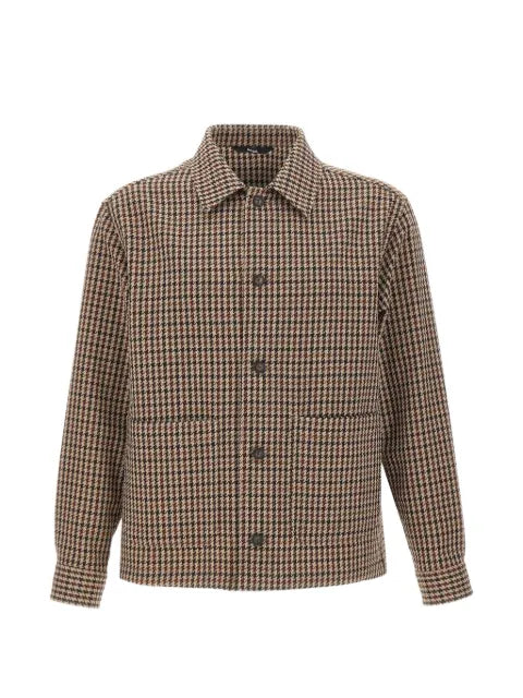 BOSS relaxed-fit wool-blend jacket with Vichy check