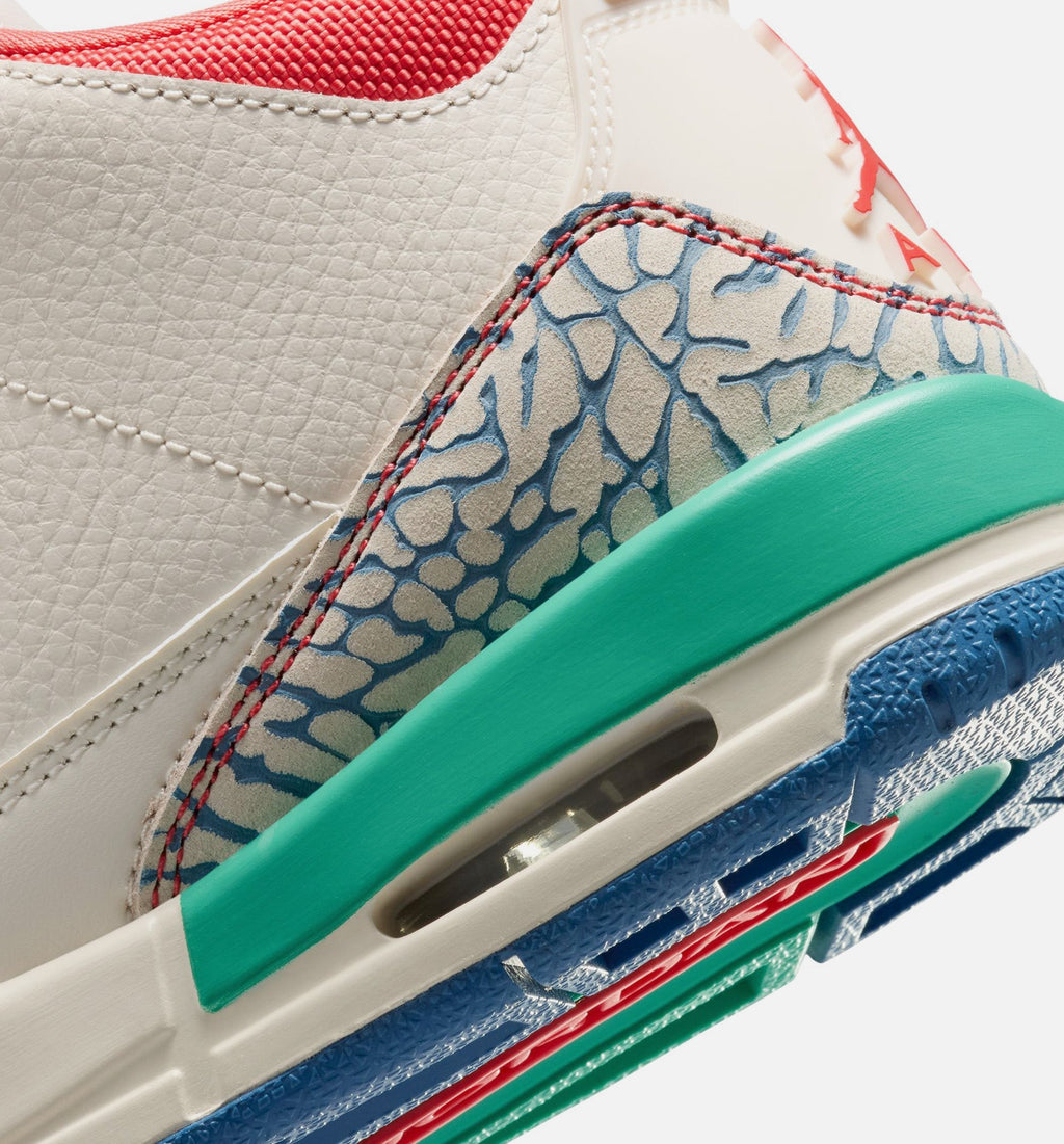 Air Jordan 3 Retro "Play Your Way" Grade School Lifestyle Shoes – Chalk/Track Red/True Blue/Kinetic Green