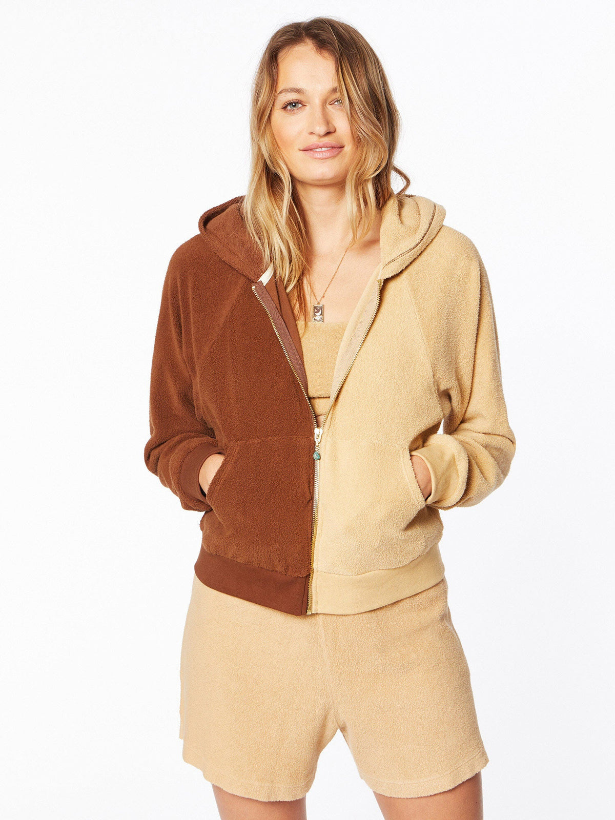 TERRY DUO ZIP UP HOODIE