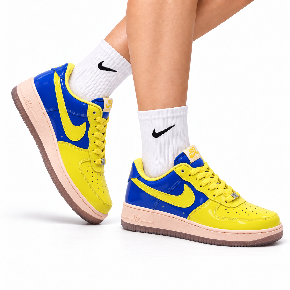 Nike Air Force 1 Low Yellow Royal Blue Unisex Sneakers Style 19