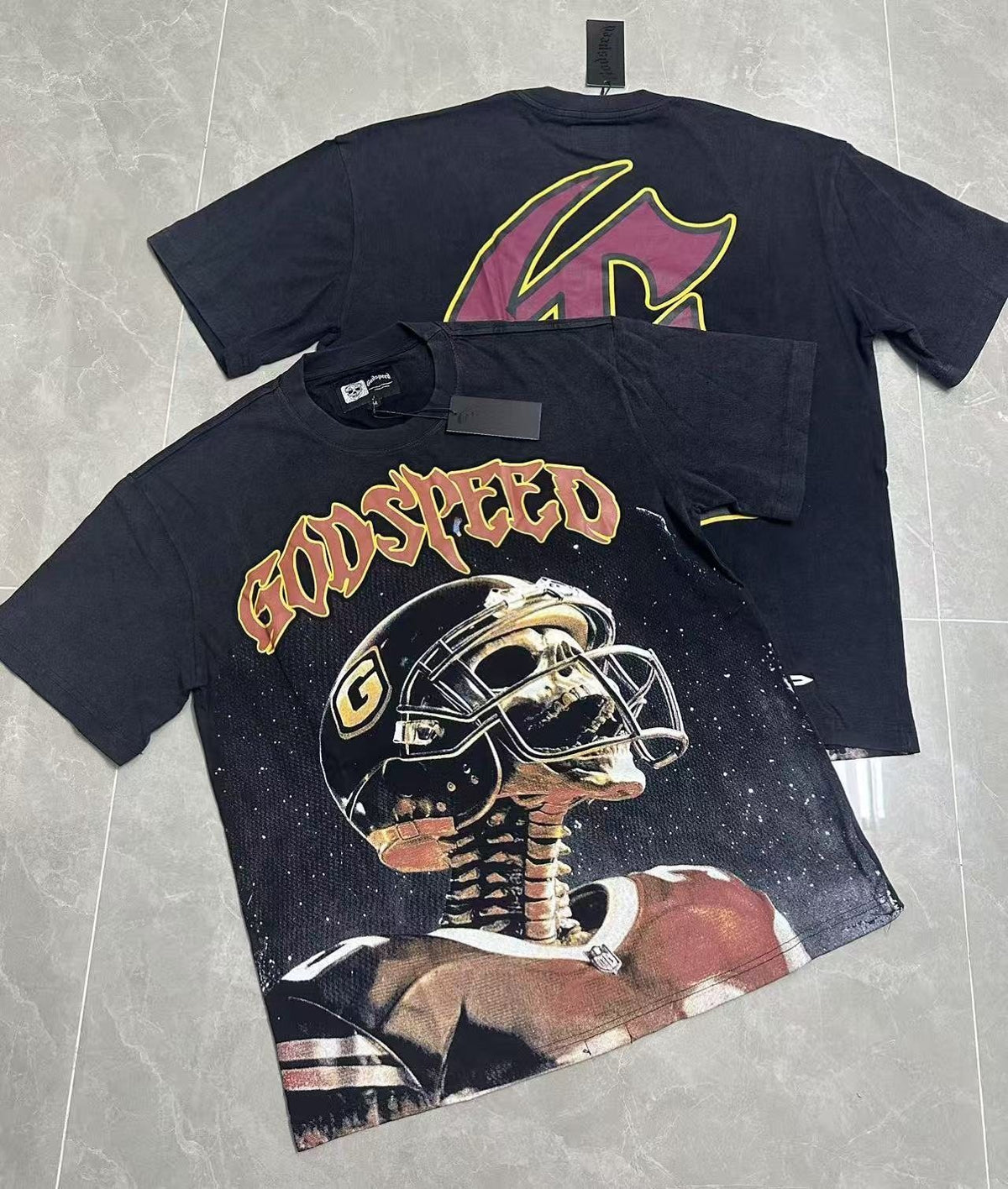 Godspeed Football Skeleton Graphic T-Shirt