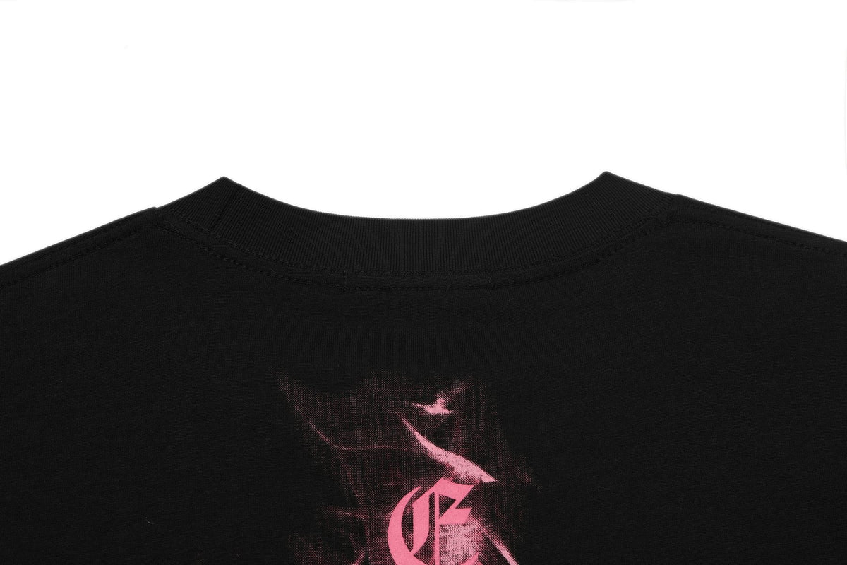 Chrome Hearts Pink Flame Cross Graphic T-Shirt