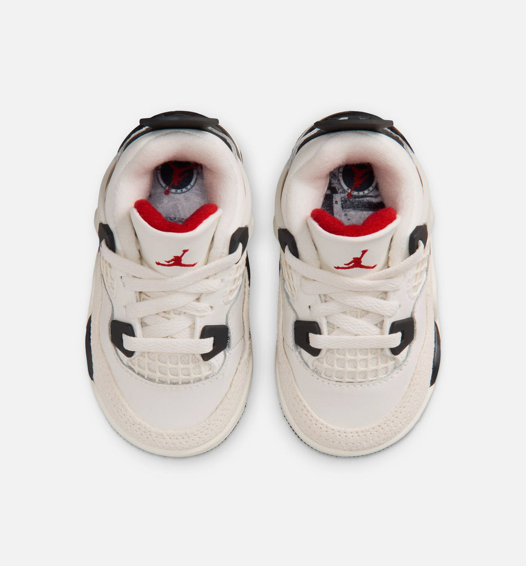 Air Jordan 4 Retro Flight Club Infant/Toddler Lifestyle Shoes - Sail/Black/University Red