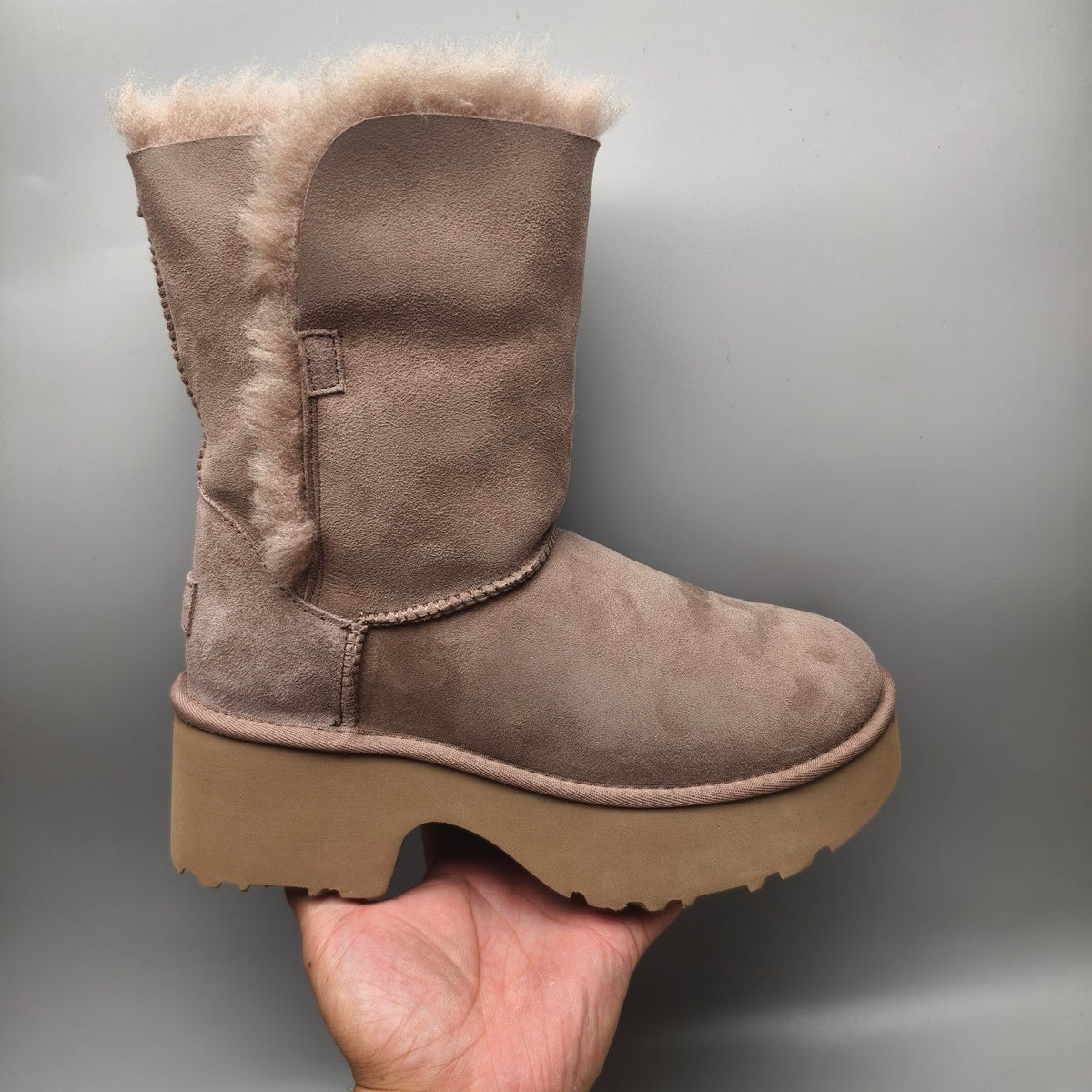 Walnut Wedge Chunky Sole Mid-Calf Fashion Boots — New Arrival | In Stock