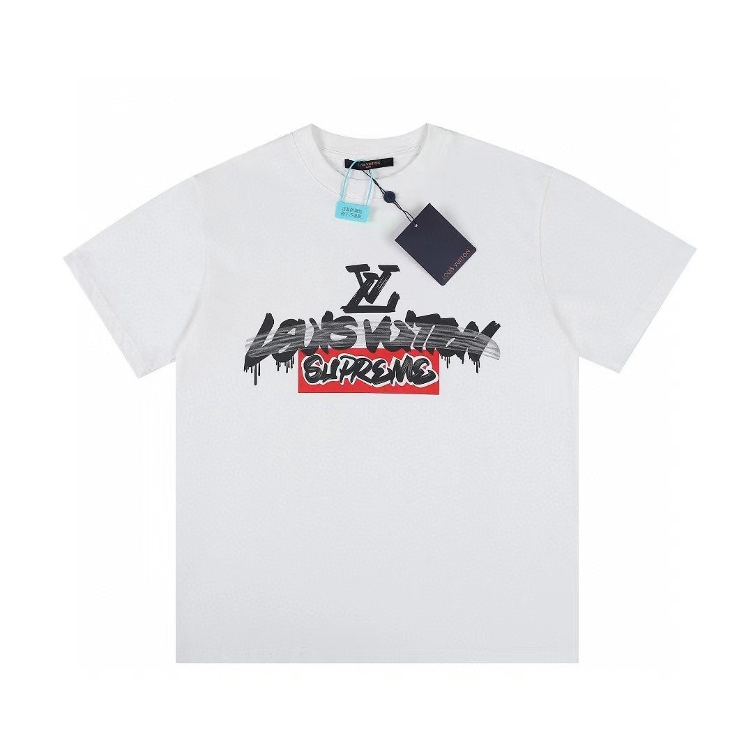 Supreme LV-Style Graffiti Graphic Short-Sleeve T-Shirt