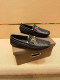 Gucci Embossed Loafers with Green and Red Band