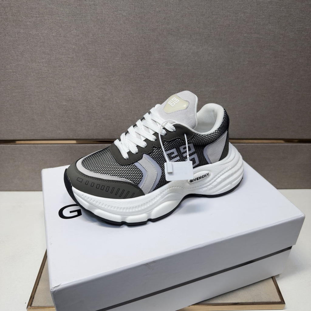 Givenchy Gray Mesh Panel Low-Top Sneakers