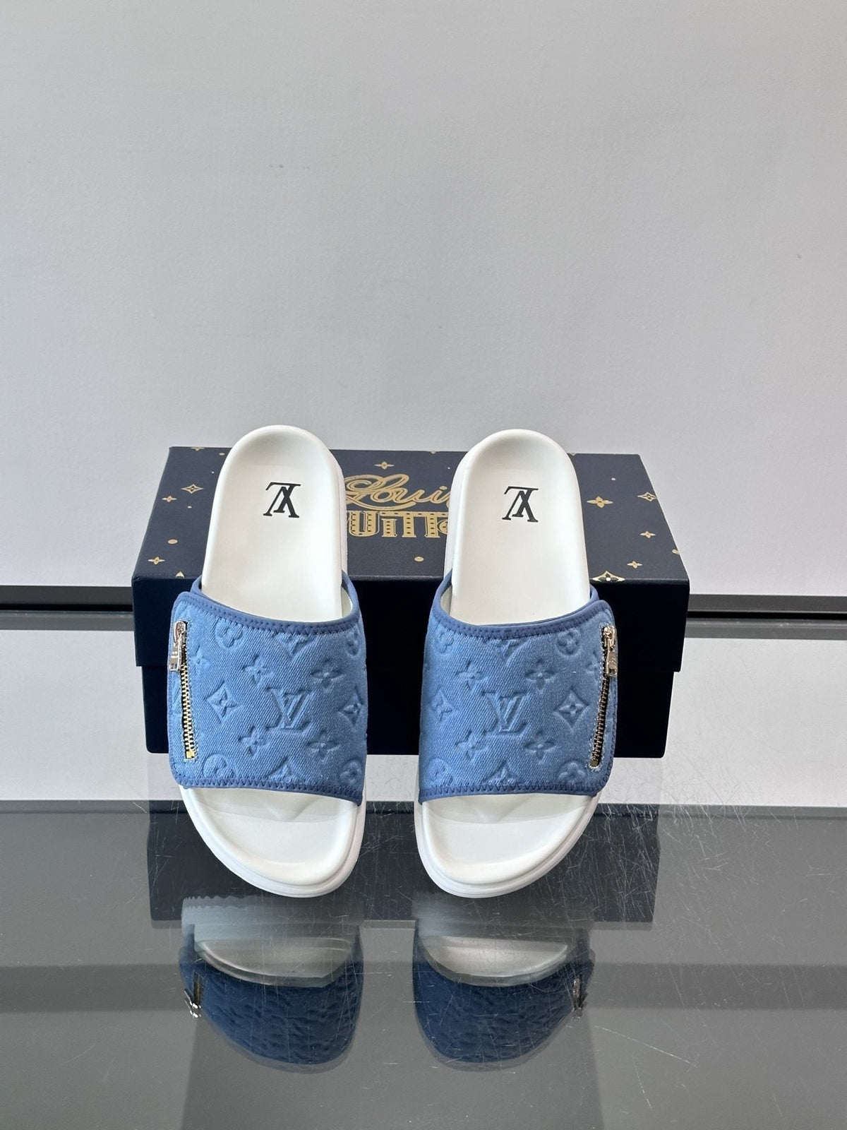 Louis Vuitton Embossed Strap Slide Sandals - Open Toe