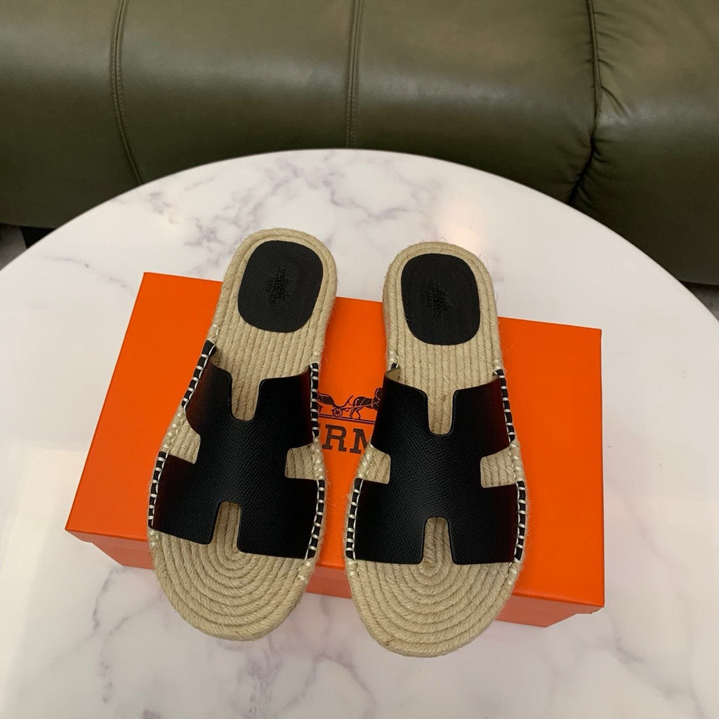 Hermès Men's H-Cut Braided Footbed Slide Sandals