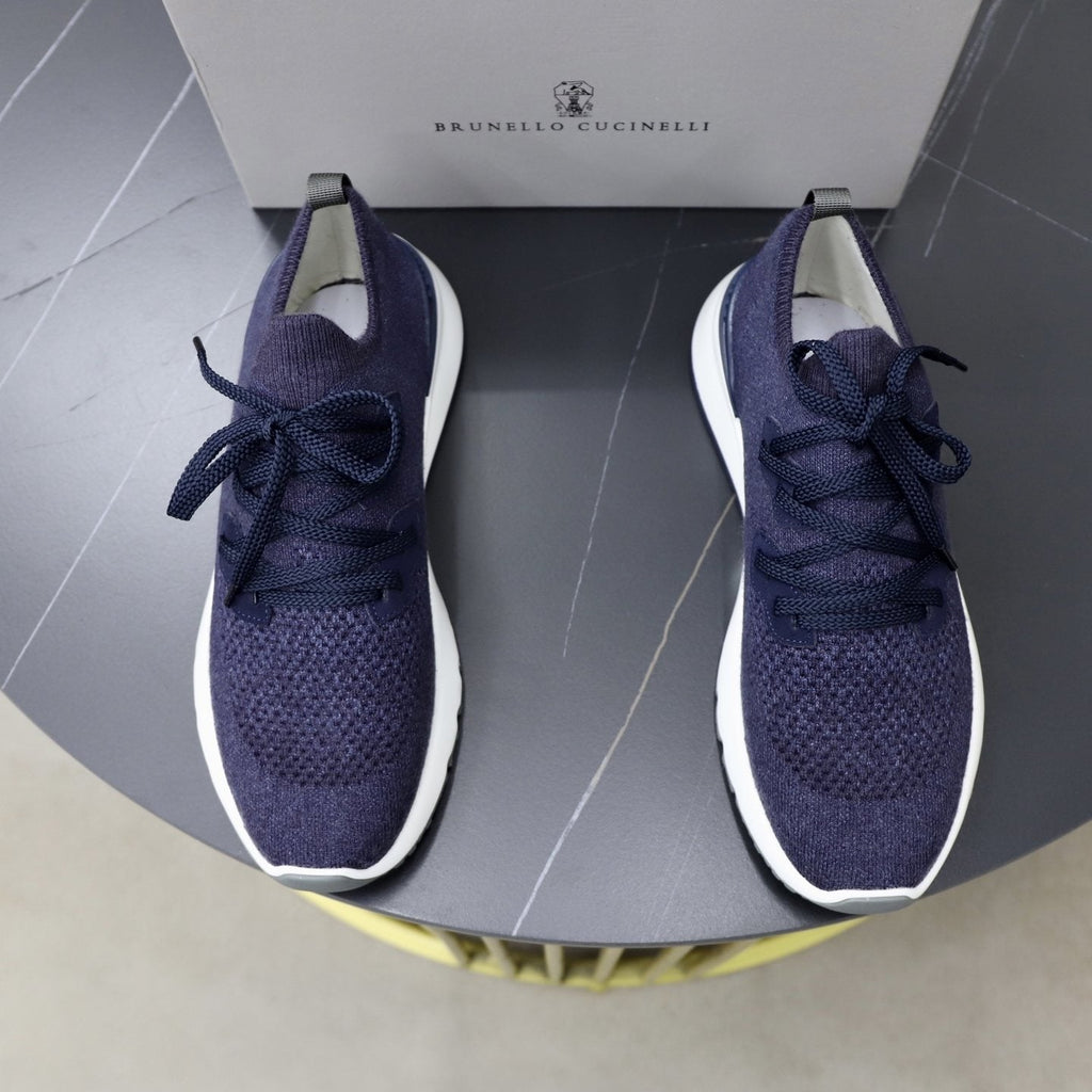 Brunello Cucinelli Dark Gray Knit Sneakers