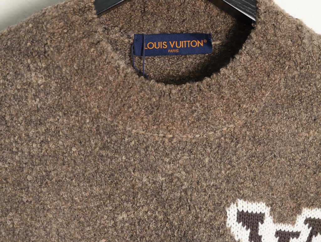 Louis Vuitton 22FW Large LV-Motif Knit Sweater - Brown