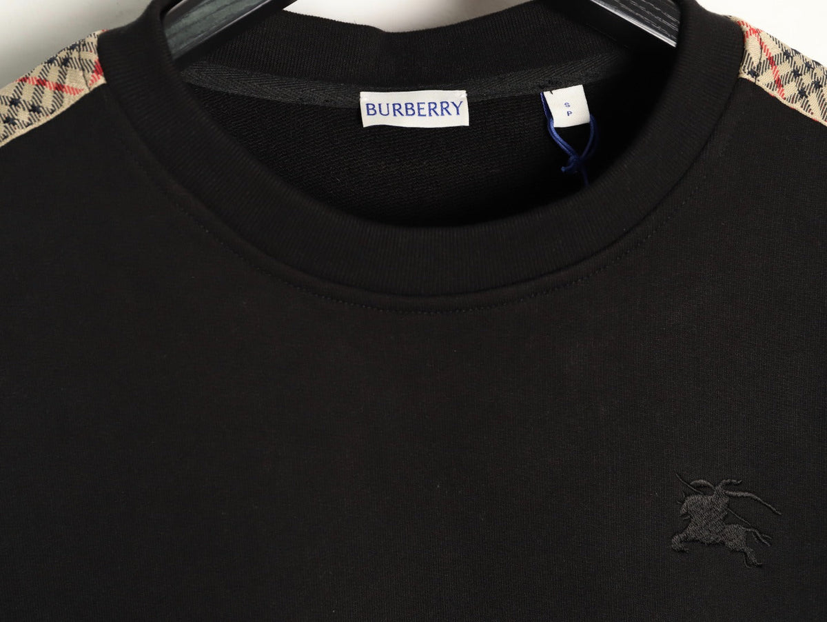 Burberry Check-Trim Crewneck Sweatshirt - Black